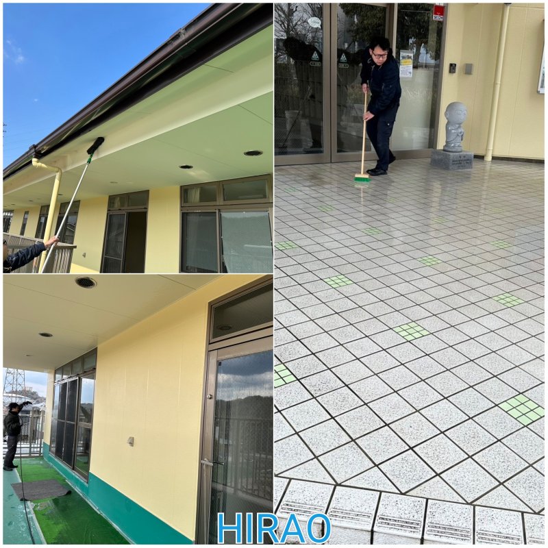 滋賀大津市にて幼稚園の外壁簡易清掃です。