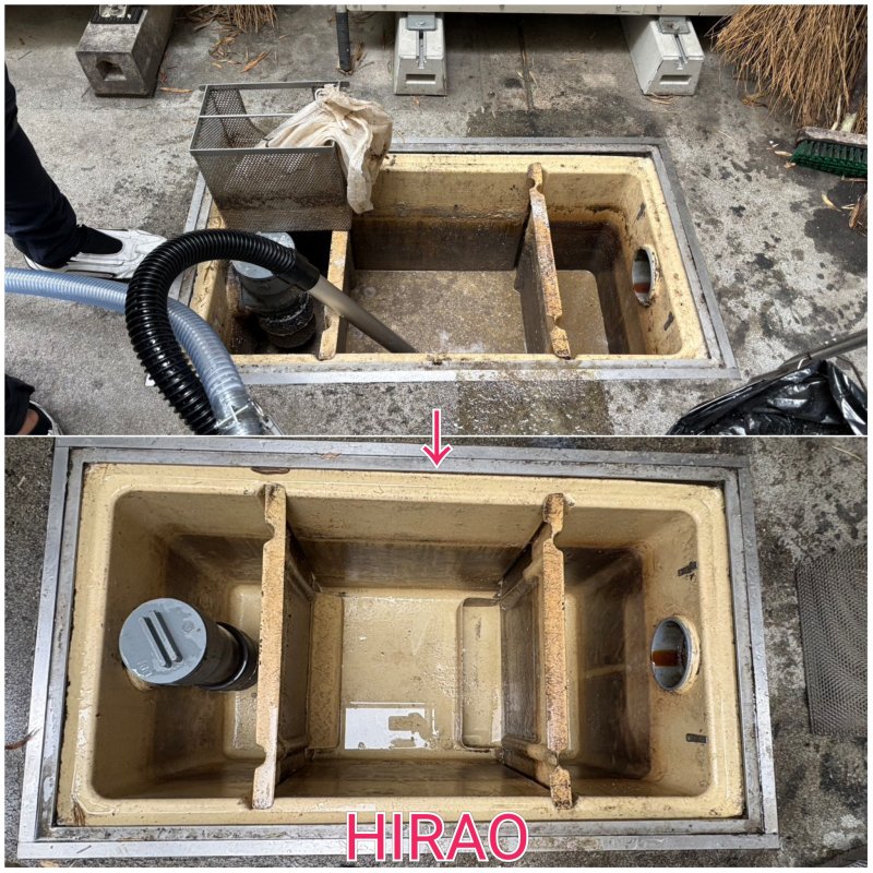 滋賀大津にてグリストラップの洗浄作業