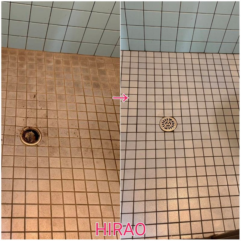 滋賀大津市会社様のトイレ磁気タイル床の黒ずみ除去